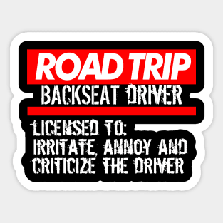 Backseat Driver Family Road Trip Shirts Funny Vacation Summer Car Lover Enthusiast Gift Idea Sticker